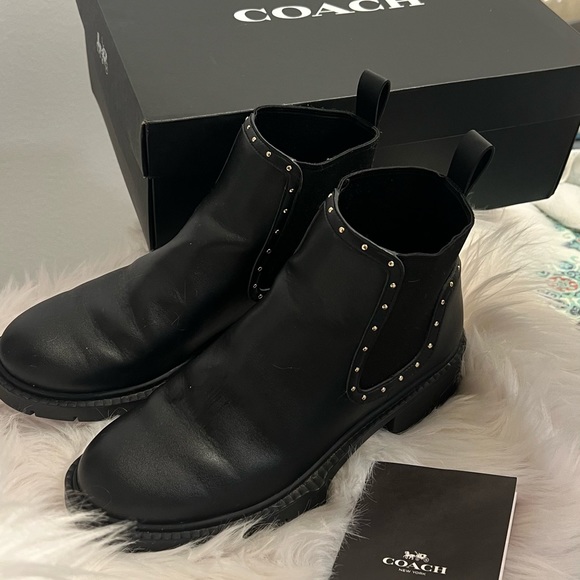 COACH LORY Leather bootie black 7.5B - Picture 4 of 15